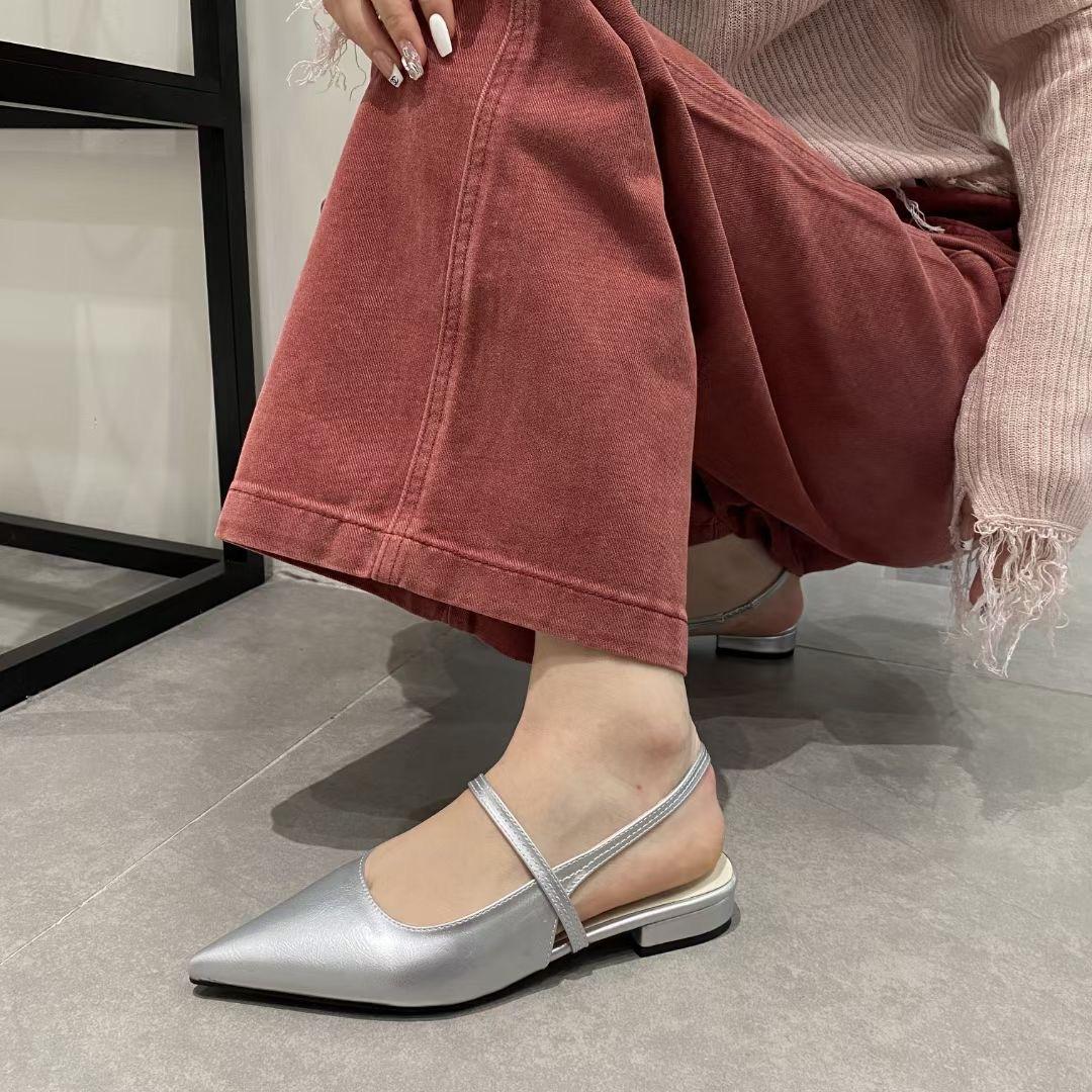 

Черные сандалии с плоской подошвой, туфли-феи, классические туфли Мэри Джейн с острым носком 39 белый