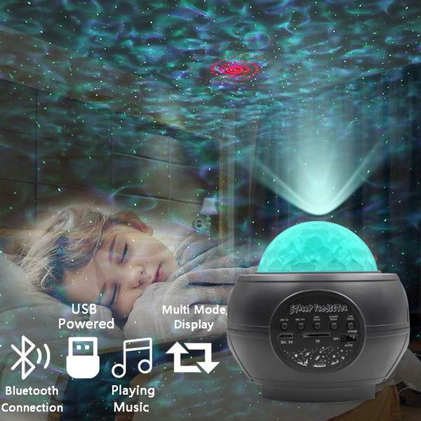 Bluetooth Star Projector Night Light Voice & Remote Control 32 Lighting Modes Built-in Music Player Star Galaxy Ocean Wave Projection Lamp Decor