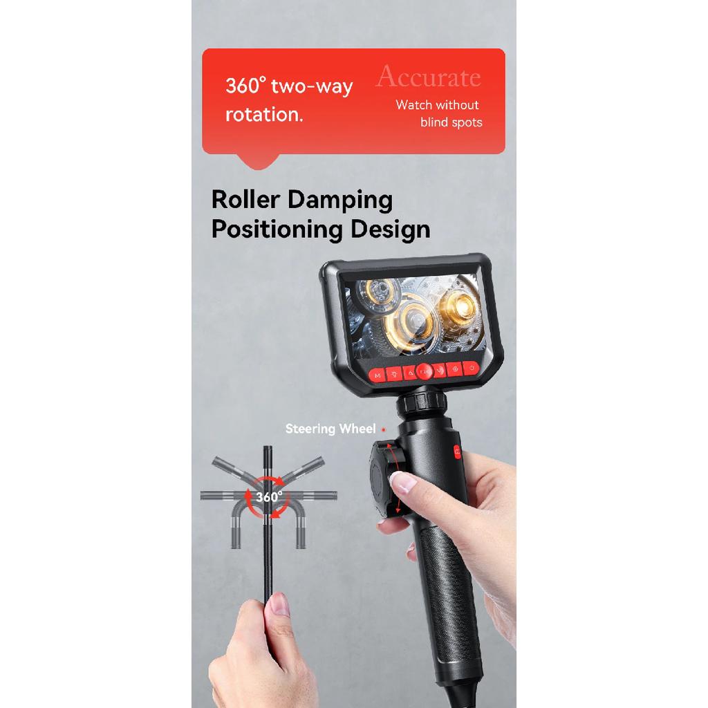 4.3-inch Bi-Directional Borescope, 8.0mm Camera, HD 1080P with LED Illumination for Automotive Repair, Plumbing Inspection