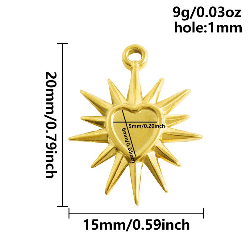

Gold Color Cabochons Accessories Stainless Steel Sun Pendants For Jewelry Making Supplies Blank Base Settings DIY Pendant Charm