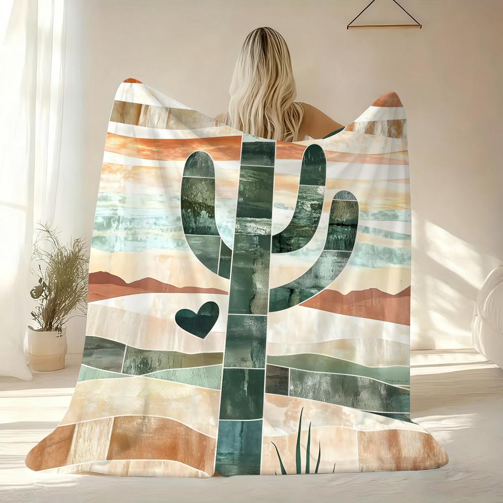 Cactus Throw Soft Flannel AC Blanket Lightweight Summer Nap Throw Cozy Blanket for Sofa Bed Travel Home