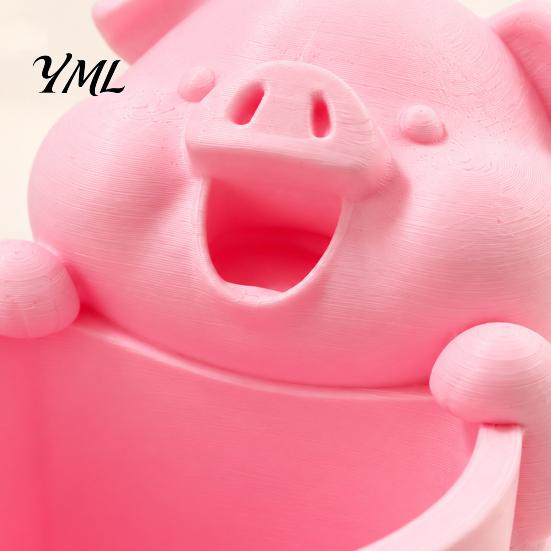 Home Office Organization 3D Printed Cute Piggy Storage Pot, Cartoon Pig Shaped Pen Holder, Small Items Bucket Makeup Brush Organizer, Multifunctional