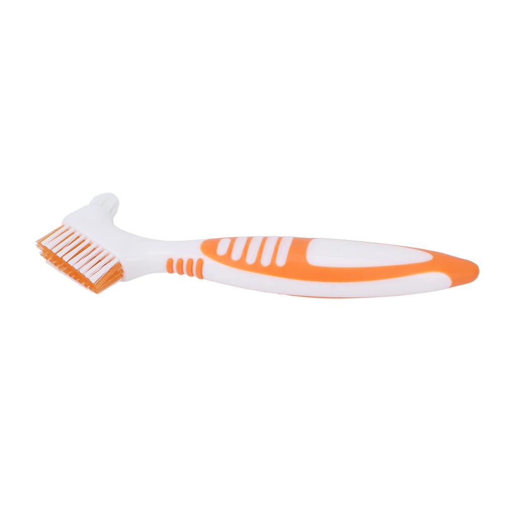 Denture Toothbrush Dual Head Safe Denture Cleaning Tools for Partial Dentures Half Dentures Complete Dentures Orange