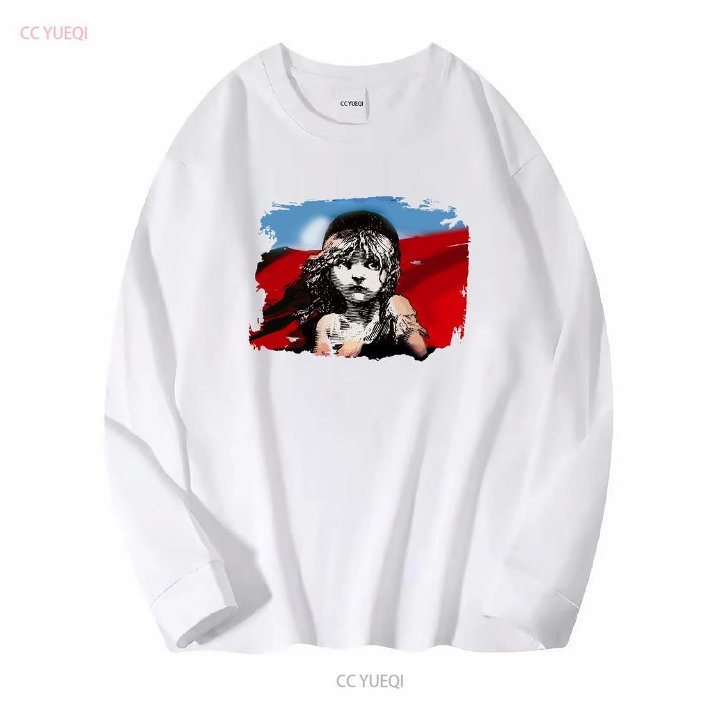 Les Miserables T-Shirt Herren Mittelblau Buch Musical Film Lang- oder Kurzarm Vintage Gewaschen Herren Weich Streetwear Grafik