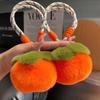 Fluffy Persimmon Keychain - Cute Plush Hangings On Bag Car Trinket For Women, Pompom Keyring Decorative Accessories Gift