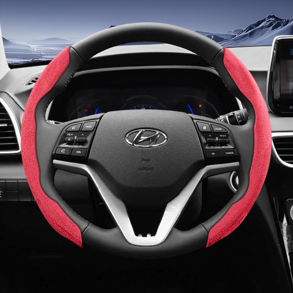 EEJQ9 Suitable for Hyundai Sport Suede Steering Wheel Cover with Split Snap-On Design for Tucson Elantra Avante I30 Sedan Alcazar Grand Creta I10 