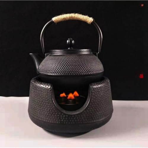 OULOVECO Iron Kettle, IH Compatible, Direct Heat Compatible, Cast Iron Teapot, Traditional Craft, Pumpkin Shaped Kettle, Suitable for Offices, Kitchen