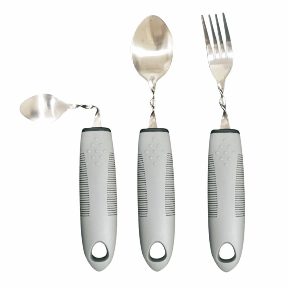 3Pcs Stainless Steel Adaptive Eating Utensils Bendable Food Aid Spoon Rehabilitation