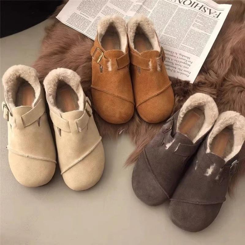 Toamnă și Iarnă Nouă Modă Piele Femei Catifea Retro Pantofi Tip Bob Femei Pantofi de Bumbac Femei Pantofi Plați Tendință Pluș Scurt Femme