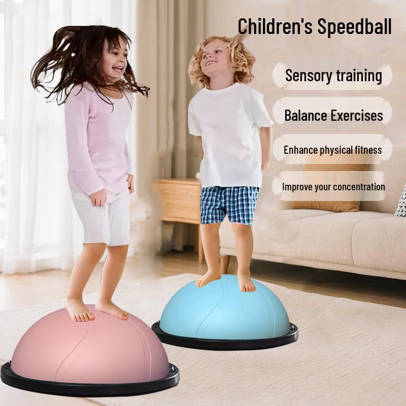 Wave Speed Balance Ball: Children's Half-Round Sensory Bouncing Ball for Yoga, Foot-Pedaled Burpees, and Home Fitness.