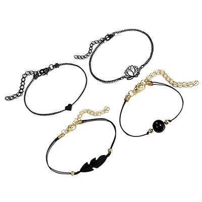 4pcs Bracelet Black Hollow Lotus Leaves Adjustable Bracelets Charming Elegant Unique Clothing Accessory for Leisure