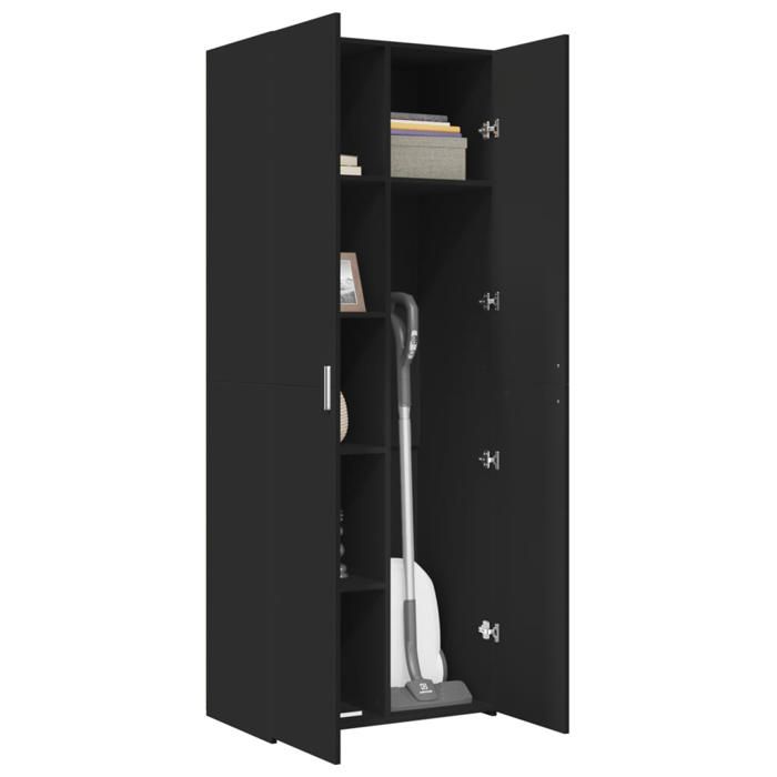 VidaXL Buffet haut noir 70x42,5x185 cm bois d'ingénierie, buffet, armoire de rangement, panneau latéral, armoire, armoire 3281428