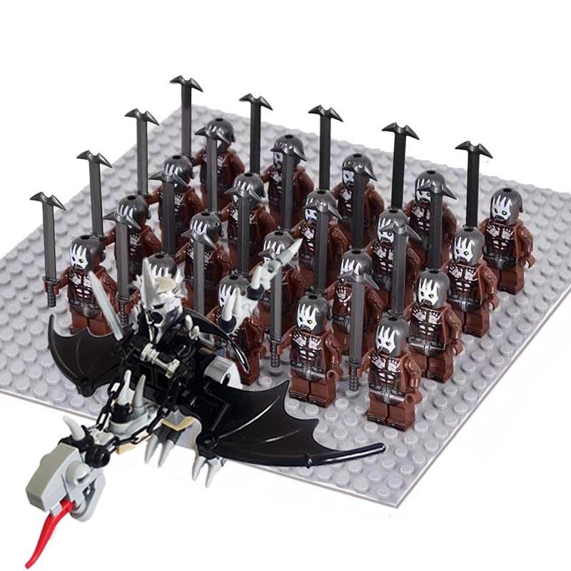 Moc Uruk-hai Strong Orc Army Soldiers with Witch King leader Mini Figure Building Block Set Toys for Children as Birthday gifts