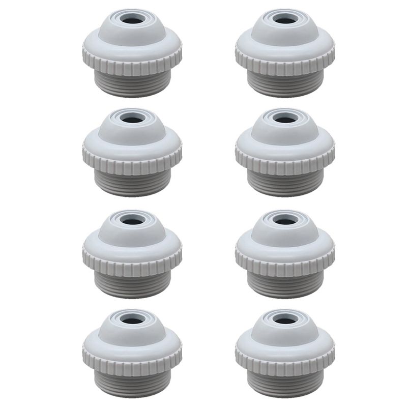 

8X Swimming Pool Spa Return Jet Fitting Massage Nozzle Inlet Outlet Bath Tub Nozzle With Adjustable Jet Eyeball-B61B білий