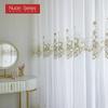 1PC Nuan Series French Style Gold Thread Embroidered Sheer Curtain Romantic Style Luxury Tulle for Living Room Bedroom Balcony Window Home Decor