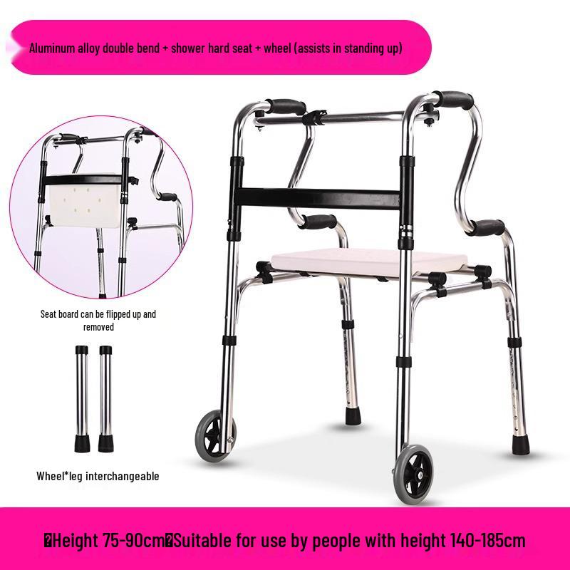Adjustable Aluminum Alloy Walking Aid for Seniors - Four-Legged Crutches