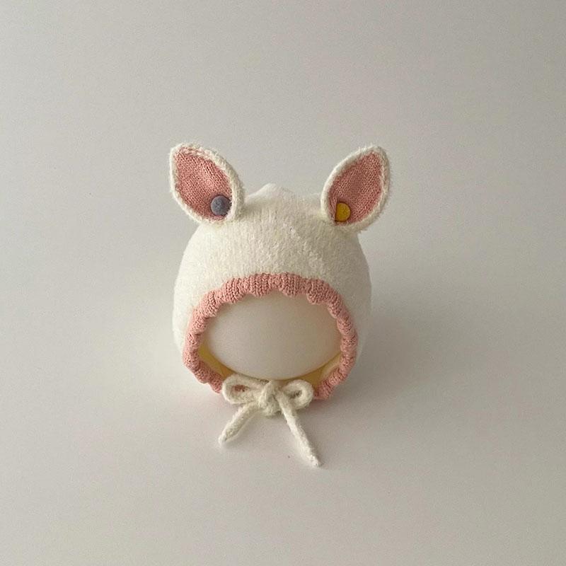 

Cartoon Baby Knit Hat Autumn Winter Warm Ear Protection Cap for Infant Beanies Cute Solid Color Rabbit Ears Toddler Earmuffs Caps білий