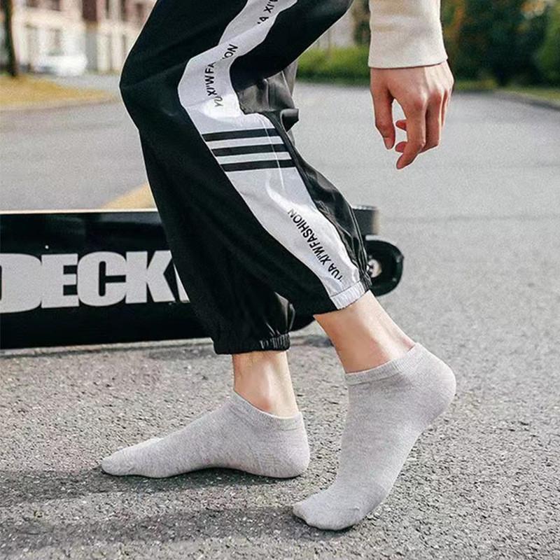 Comfortable Men's Summer Cotton Black Invisible Boat Socks Breathable Thin White Ins