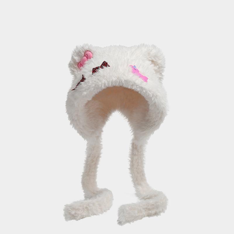 

JYL TS DIY Faux Rabbit Fur Hat Cute Bear Ear Winter Hat Faux Fur White линкольн зеленый