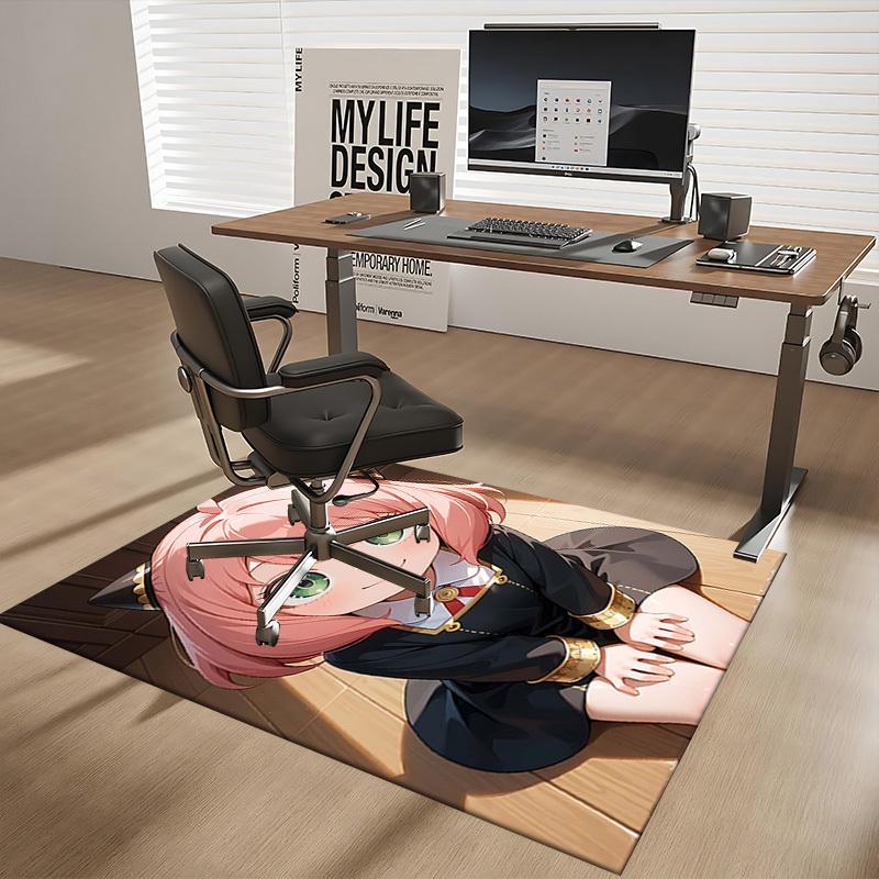 1pc Nekomata Cat Ears Office Chair Mat - Anime Cartoon Design, Non-Slip Carpet for Home Decor, Suitable for All Seasons, Perfect Gift Idea.Q054