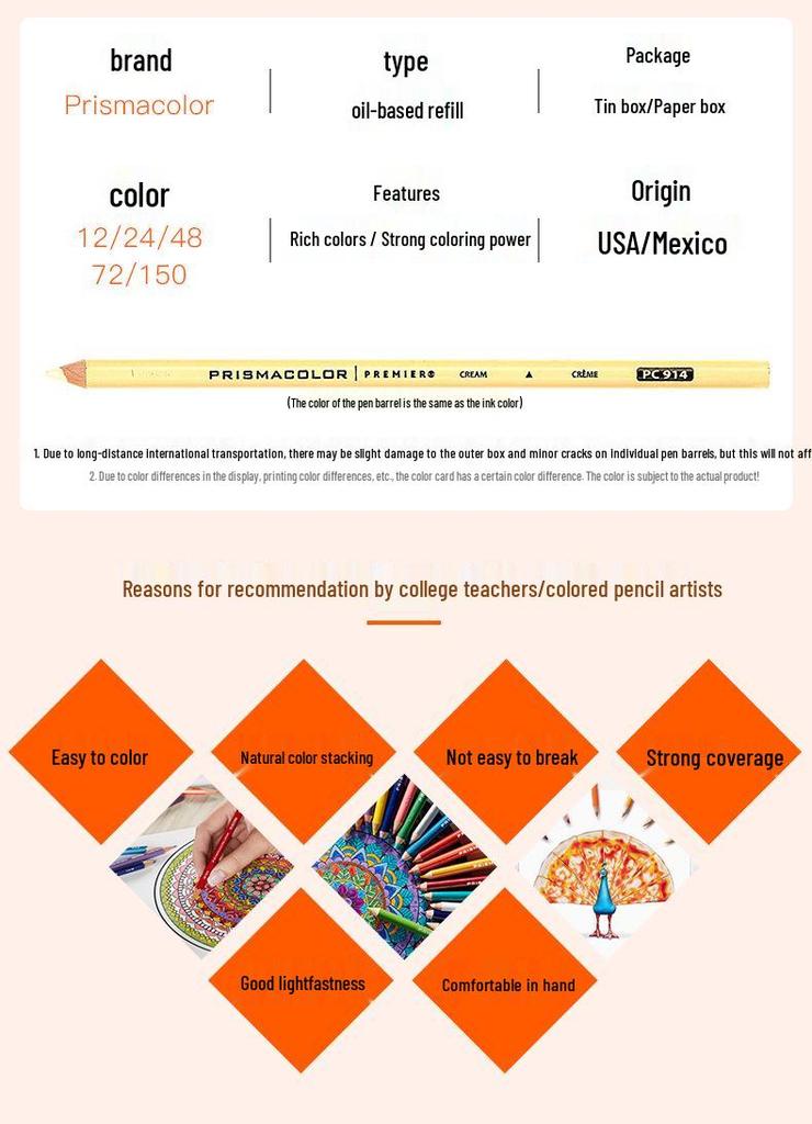 Prismacolor Sanfu Biliba Oil-Based Colored Pencil Set, 72-150 Colors for Hand-Drawn Art