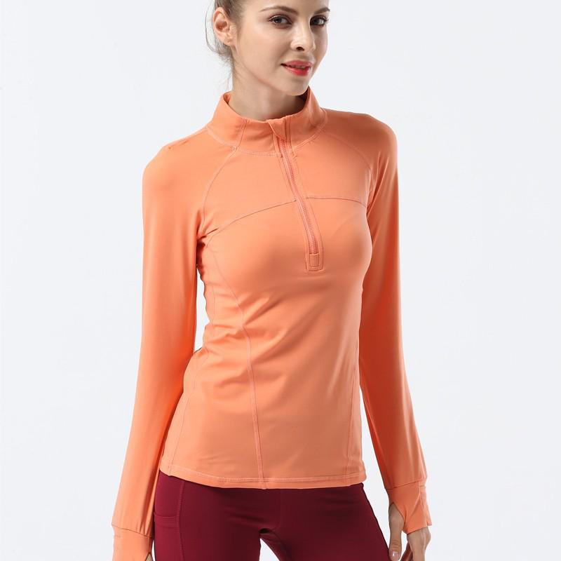 Women's Long Sleeve Stand Collar Yoga Jacket - Elastic, Quick-Drying for Fitness, Running, and Outdoor Sports.