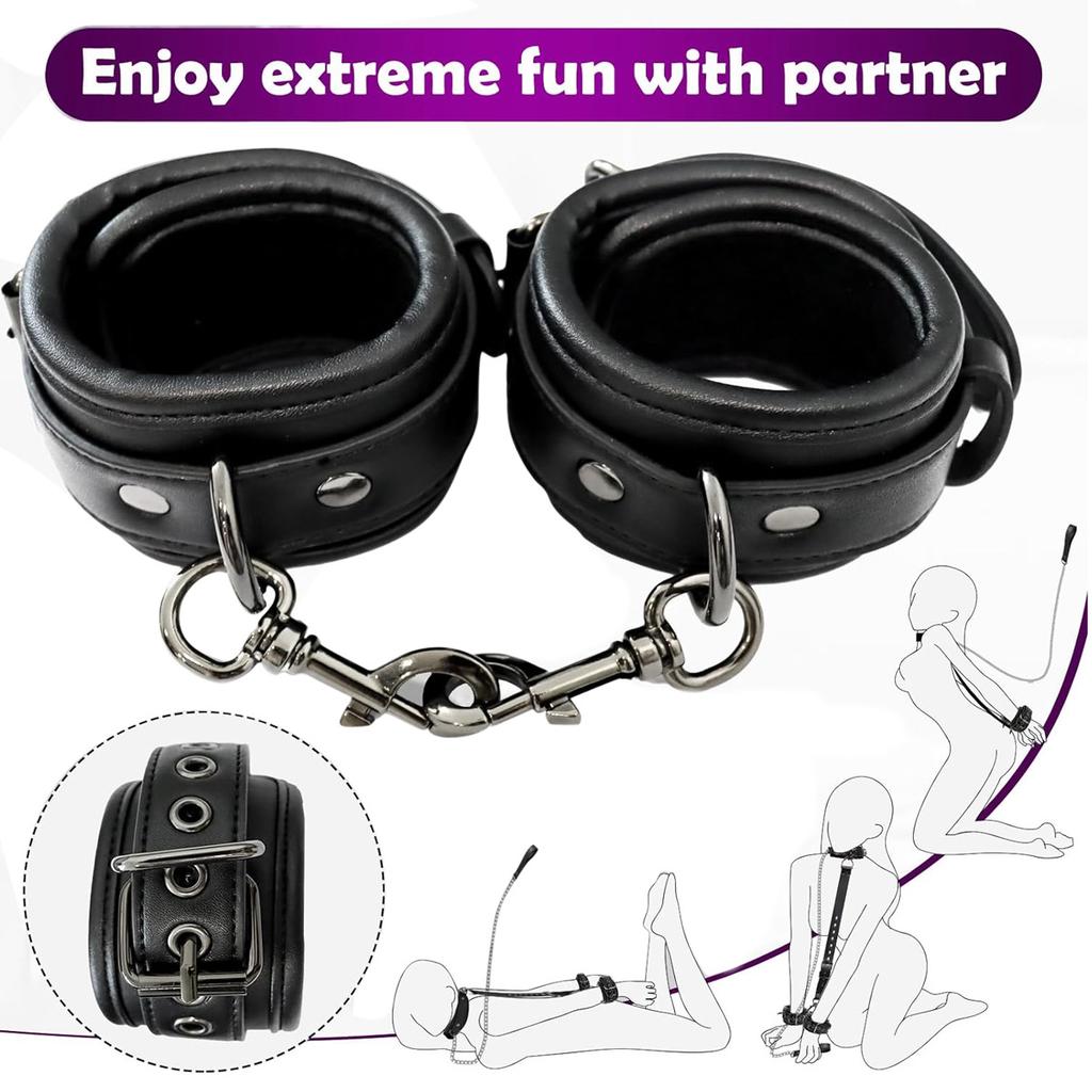 Bondage Sex Restraints Set For Couples Sex Toys Neck to Wrist Restraints with Collar Bondage Gear Accessories Adults SM Toy