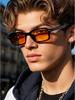 Y2K Retro Klein Vierkant Frame Heren Zonnebril, Modieus, Trendy en Uniek, Meerkleurig, UV-Bescherming