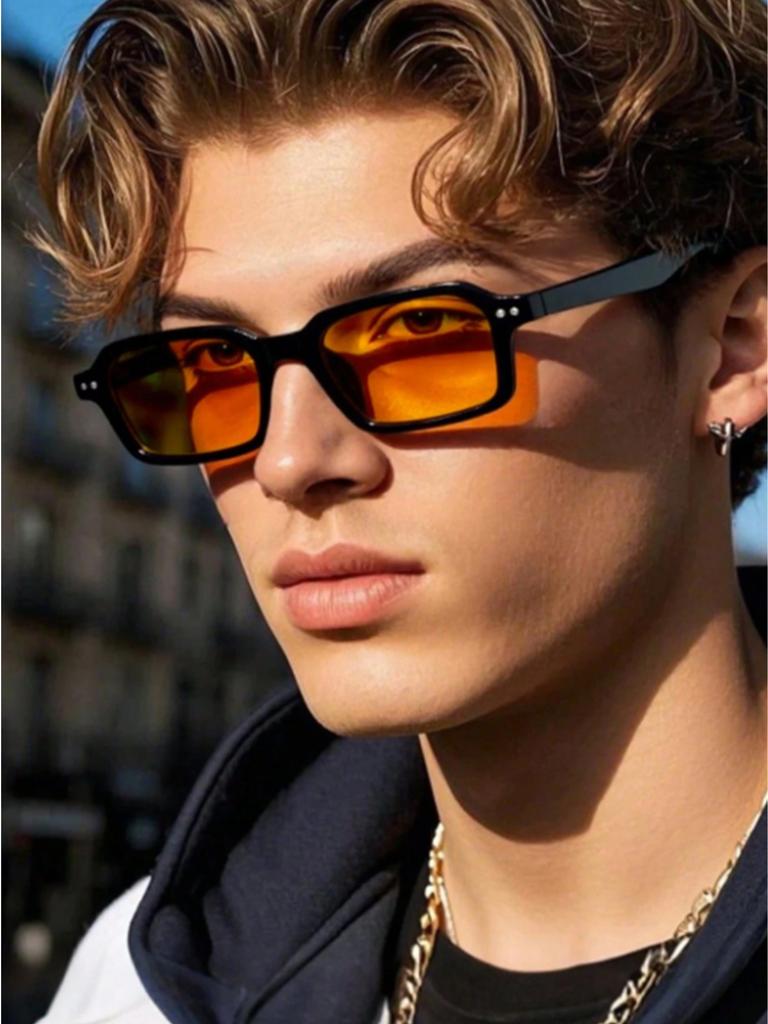 Y2K Retro Klein Vierkant Frame Heren Zonnebril, Modieus, Trendy en Uniek, Meerkleurig, UV-Bescherming
