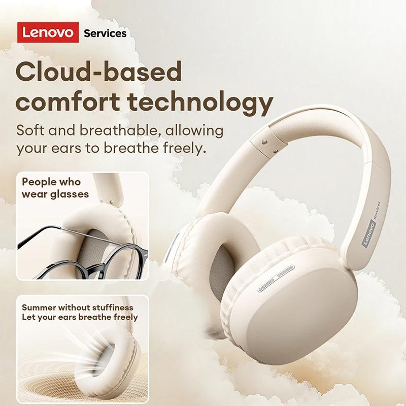 Original Lenovo LS106 Bluetooth 6.0 Headset Over Ear Lightweight Wireless Headphones HiFi Sound ENC Noise Cancelling Mic for Phone PC