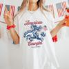 4th of July Shirt, American Cowgirl Shirt, Retro USA TShirt, Western 4th July Aesthetic Patriotic Cowboy Tee, Trendy Comfort Colors Plus Tee