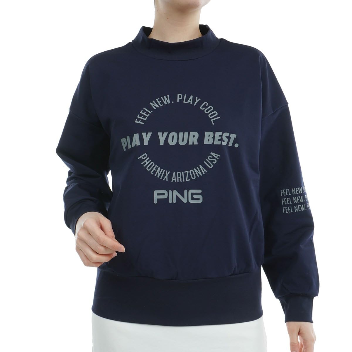 

Long Sleeve High Neck Shirt Quick UV Golf M [Pin Apparel] Women s (Moisture Wicking, Drying, Protection) / / 622-4162104 120_Navy