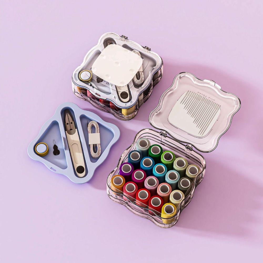 Portable Mini Sewing Box Set Partitioned Magnetic Needle Thread Box Home Sewing Box  Office