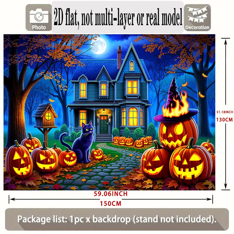 Party Backdrop Halloween Flat Banners Scary Pumpkin House Celebrations Wedding Enthusiasts Event Photo Background Front Door Decor