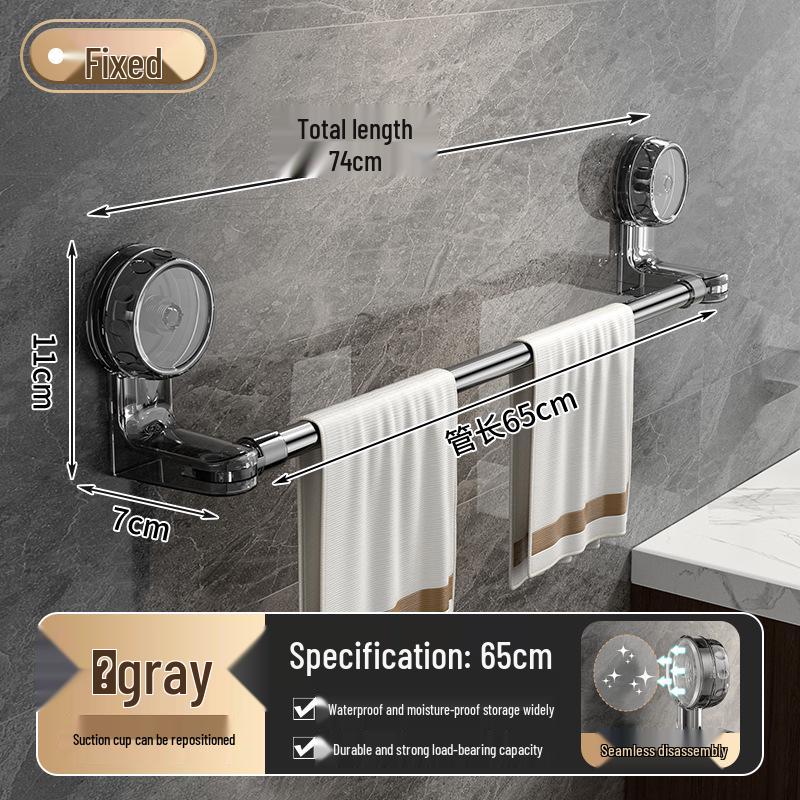 No-Drill Suction Cup Telescopic Towel Rack for Bathroom Storage