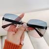 Trendy Women's Frameless Cut-Edge Sunglasses: High-End Retro Style with Versatile Sun Protection