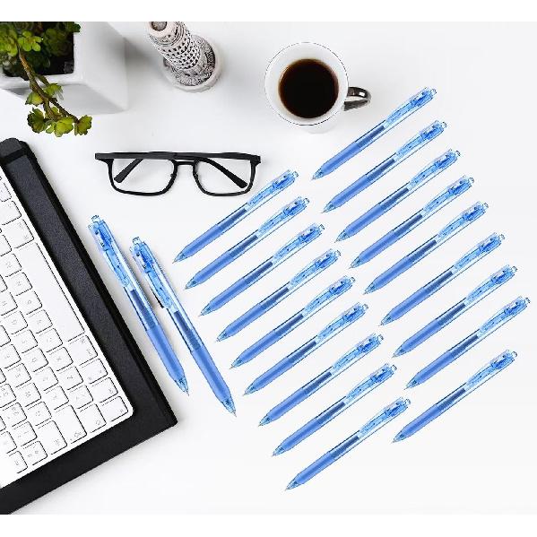Aozora Blue Gel Pens Fine Point Smooth Writing Pen 40 Pack Retractable Blue Gel Ink Pen with Soft Grip 0.5mm Quick Dry Office School Supplies(20 Pens