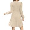 Robe trapèze à manches longues et col rond pour femme avec poche
