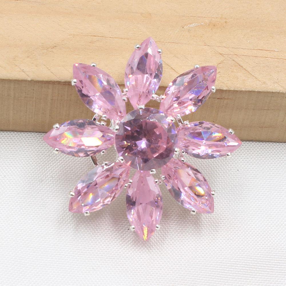 LKERAN 2pcs/30MM Crystal Horse Eye Sunflower Alloy Flower Plate Buckle DIY Clothing Crafts Accessories