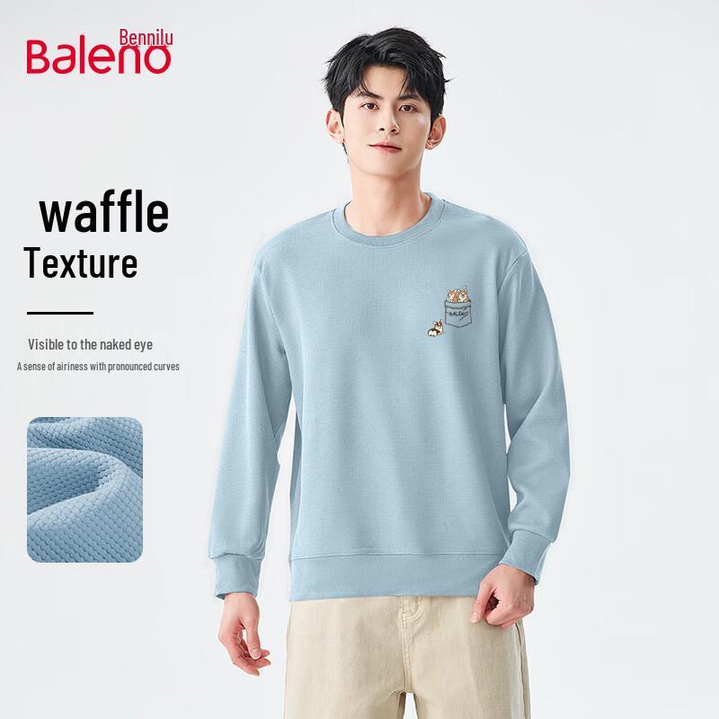 Baleno Men's Waffle Knit Round Neck Pullover Sweatshirt