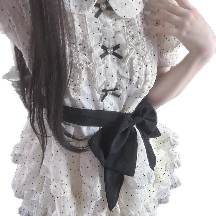 Summer French polka dot dress women's 2026 new small doll collar waist thin a word fluffy skirt