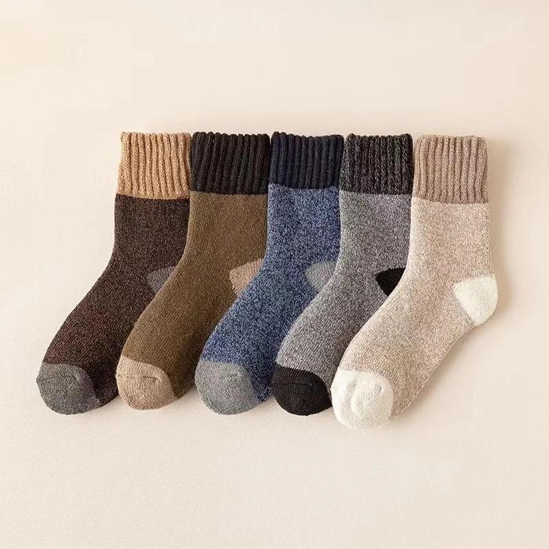 5 Paar/Los Winter Warme Herren Damen Socken Super Dicke Wolle Uni Socken Merinowolle Warm Halten Kältebeständig Schnee Socken EU38-46
