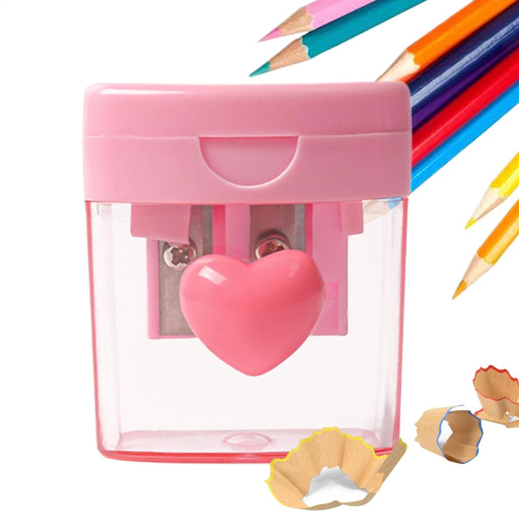 Double Hole Pencil Sharpener With Lid Portable For Classroom & Home Use Sharpener For Colored Standard Pencils