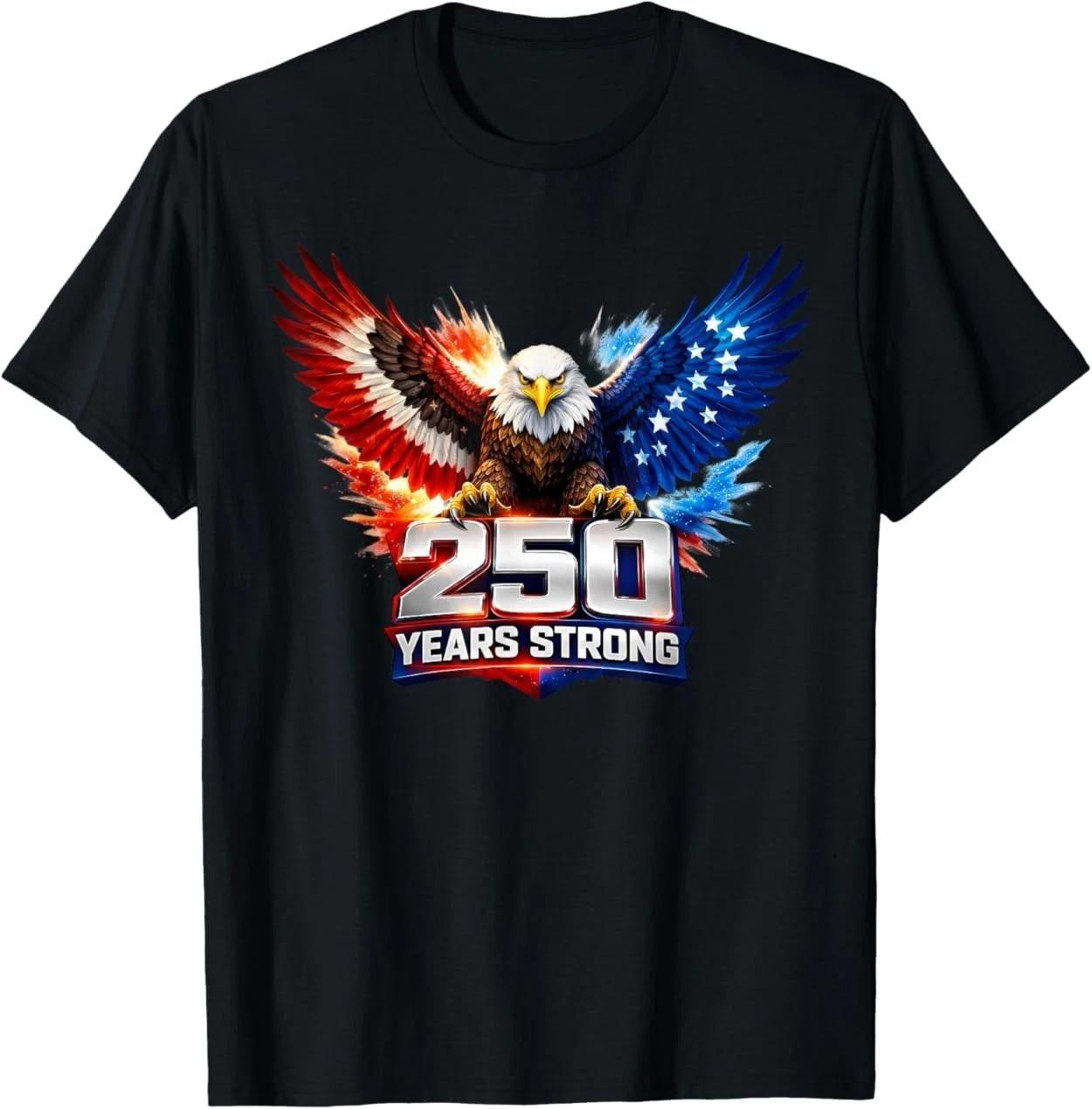 250 Years Anniversary USA Flag 1776-2026 American Eagle T-Shirt S