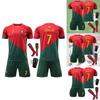 Children's Portugal Football Jersey Set World Cup Soccer Shirt Cristiano Ronaldo Number 7 Jersey Sports Suit