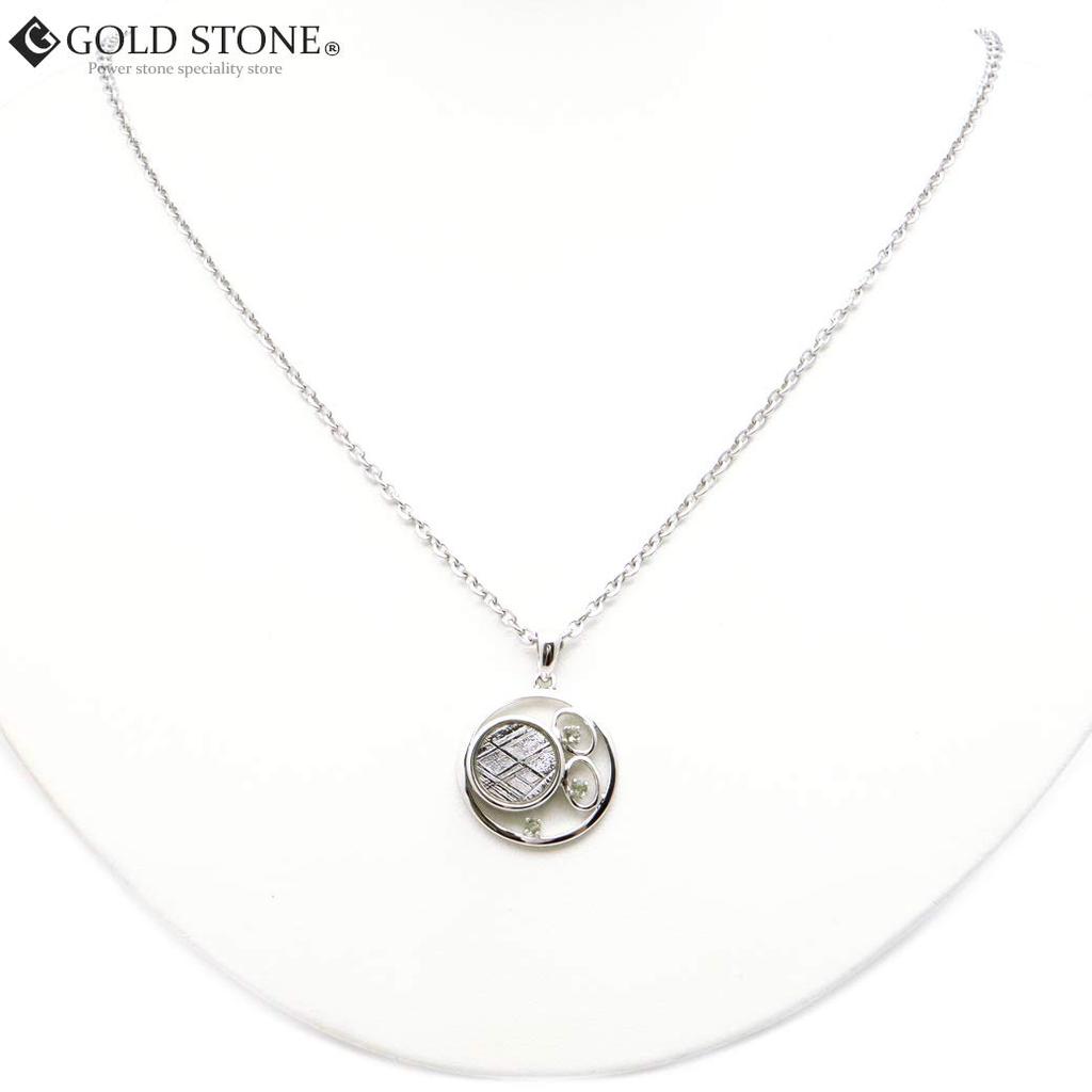 Gibeon Meteorite Natural Stone Pendant with 3 Moldavite Made In Silver Power Stone [GOLD STONE] Necklace, Stones, Namibia, 925,