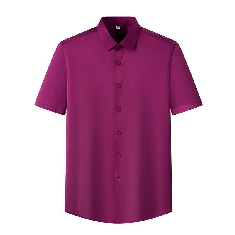 6XL Men's Short Sleeve Shirt Summer New Style Ice Silk Ice Feeling High Quality Large Size No Iron Business and Leisure