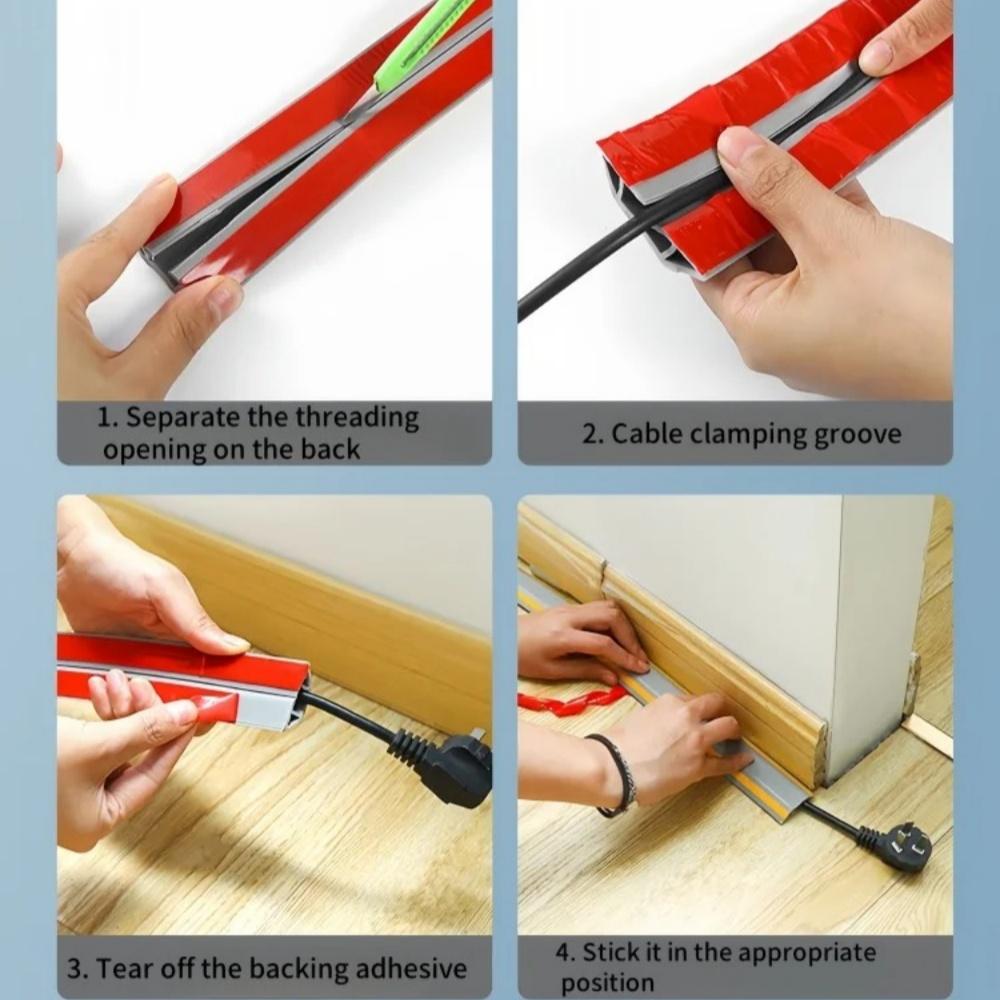 1pc 1m/39.37in Wear-resistant Trunking Fixed Wire Trunking with Adhesive Backing Soft Rubber Self-adhesive Wire Casing