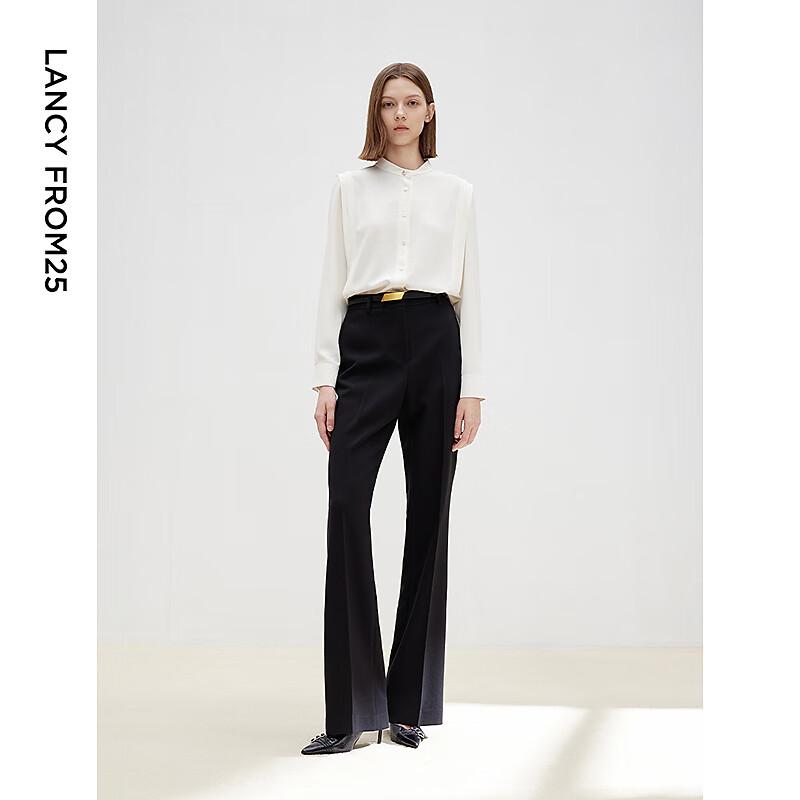 Lancy Commuter Style White Long-Sleeve Stand-Collar Shirt