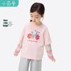 Xiaoyinman Girls' Faux Two-Piece Long-Sleeve Cotton Top